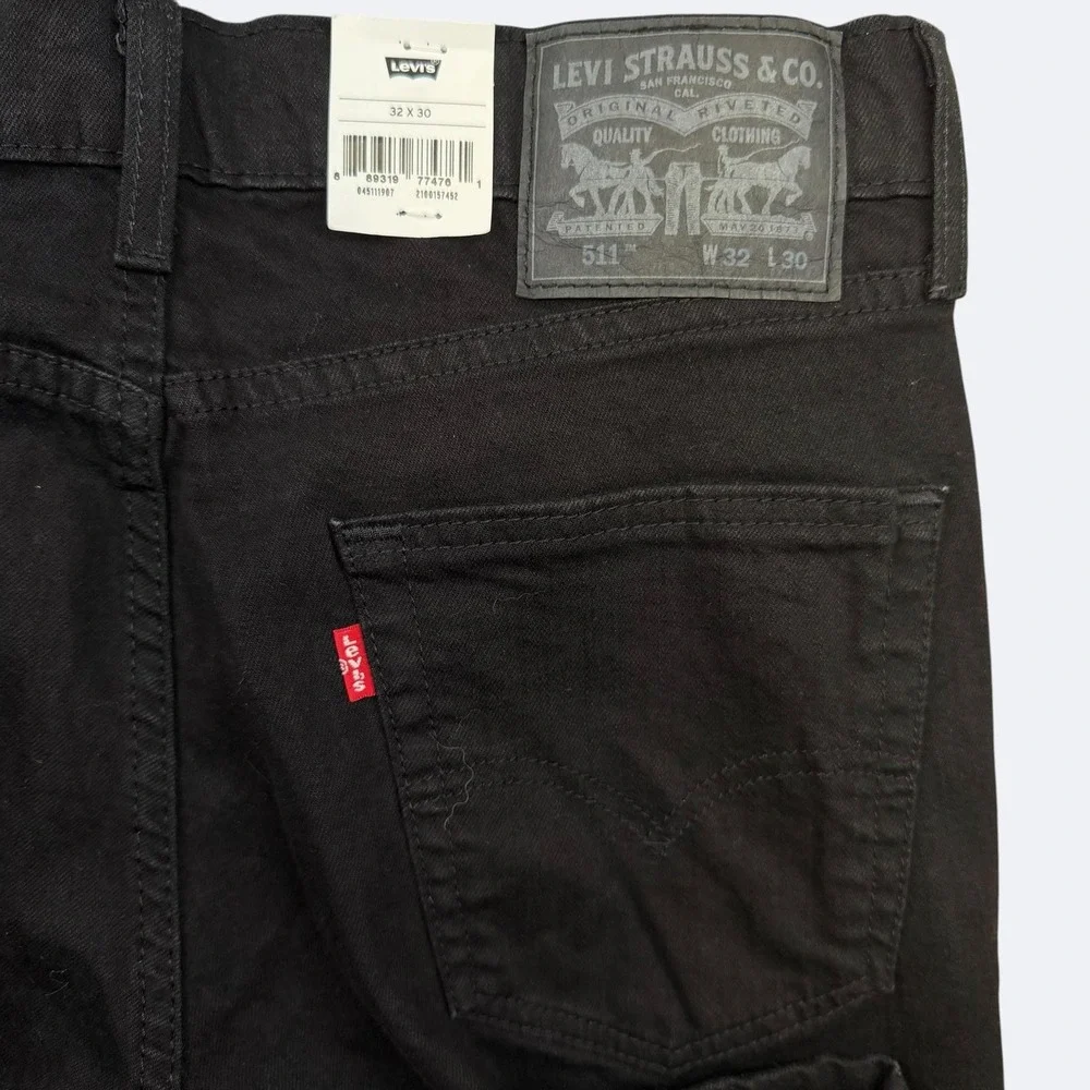 Levis 511 Jeans Mens 32x30 Black Slim Fit Flex Stretch Denim Pants New